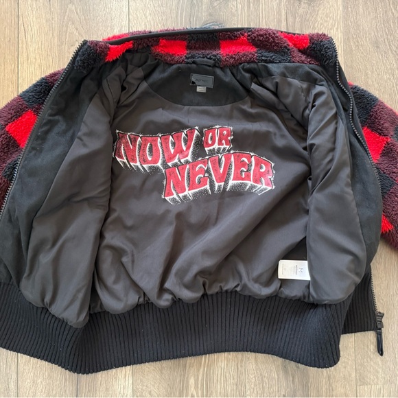 Mother Funnel Neck Ribbed Jacket Women's Small Buffalo Plaid Teatime - Picture 10 of 14